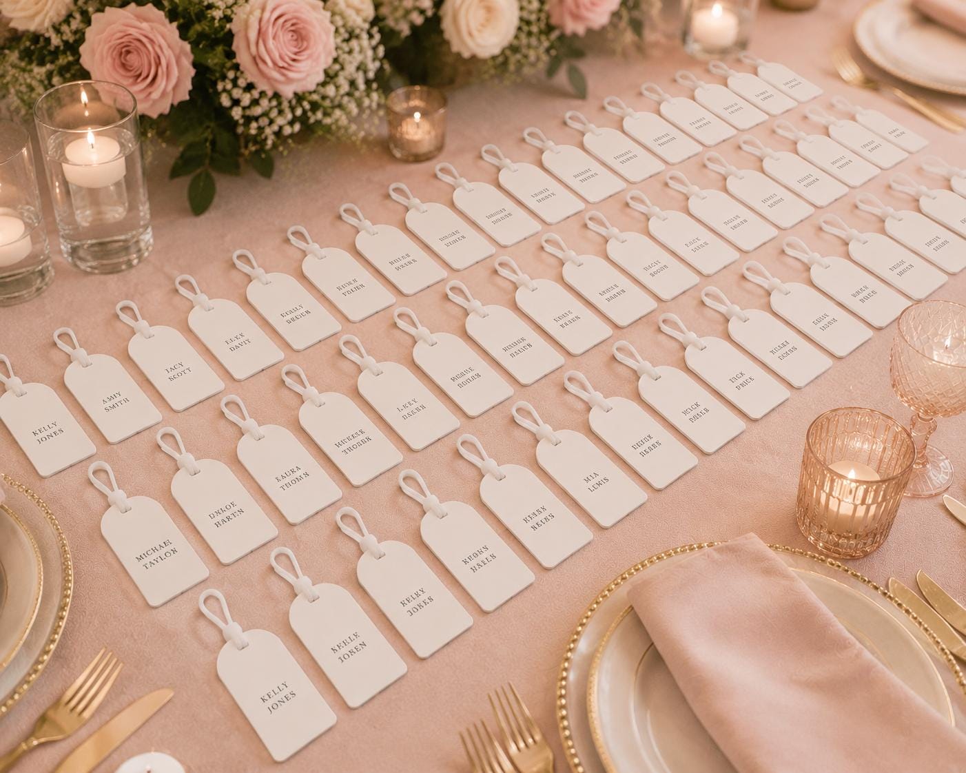 Personalised Acrylic Wedding Place Card & Luggage Tag | Destination Guest Gift
