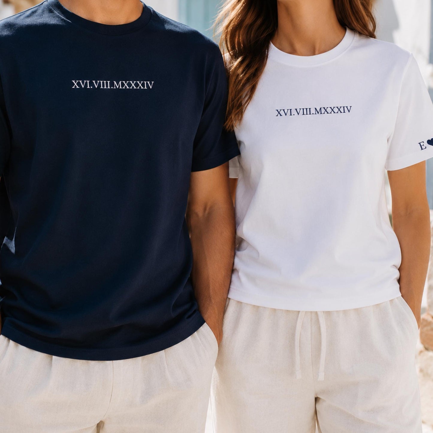 Custom Embroidered Roman Numeral Date Shirt, Hoodie Sweatshirt TShirt, Personalized Couple Gift, Anniversary Gift