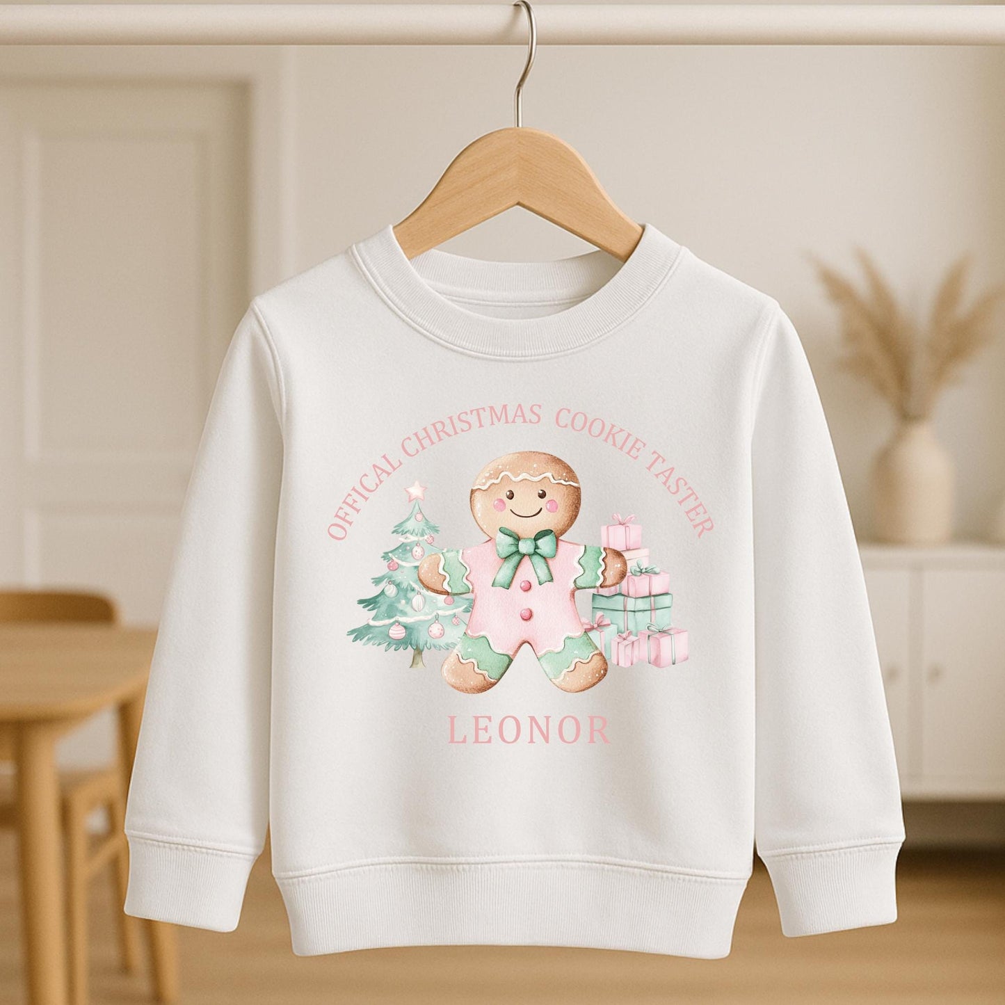 Personalized Kids Christmas Jumper, Gingerbread Man Cookie Taster Design