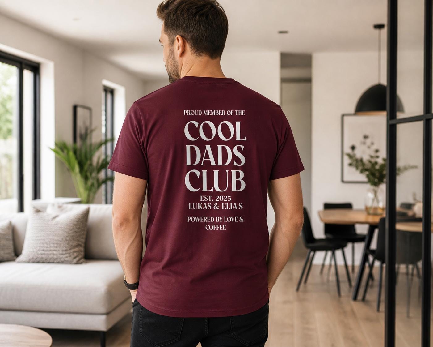Cool Dads Club Papa T-Shirt Personalised with Names, First Father’s Day Gift, Custom Dad Shirt, New Dad Baby Announcement Tee