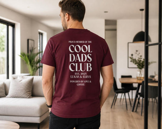 Cool Dads Club Papa T-Shirt Personalised with Names, First Father’s Day Gift, Custom Dad Shirt, New Dad Baby Announcement Tee