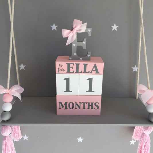 Personalized Baby Age Blocks, Photo Prop, Milestone Blocks