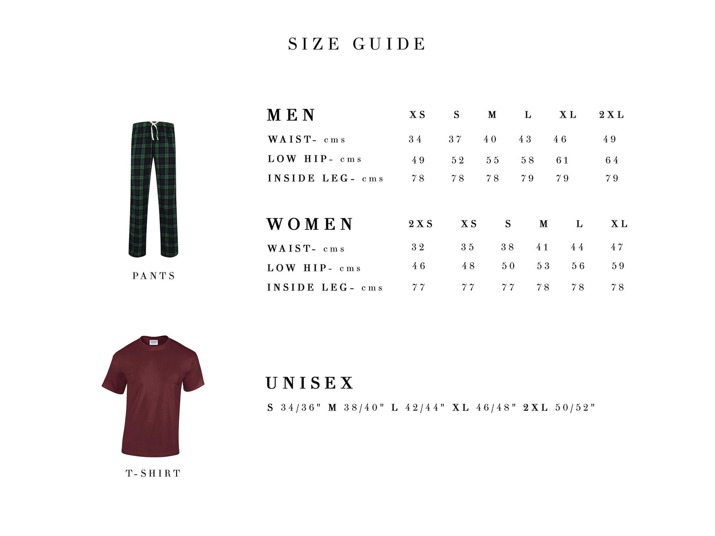 Couples Christmas Pyjamas: Burgundy Shirts, Tartan Flannel Bottoms, Personalized Initial Sleeve