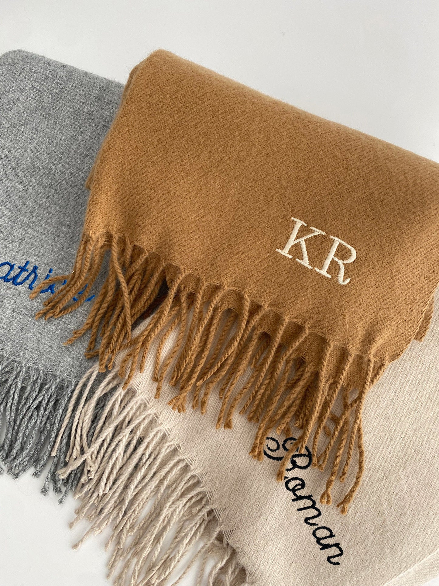 Embroidered Monogram Scarf, Personalized Acrylic Winter Scarf