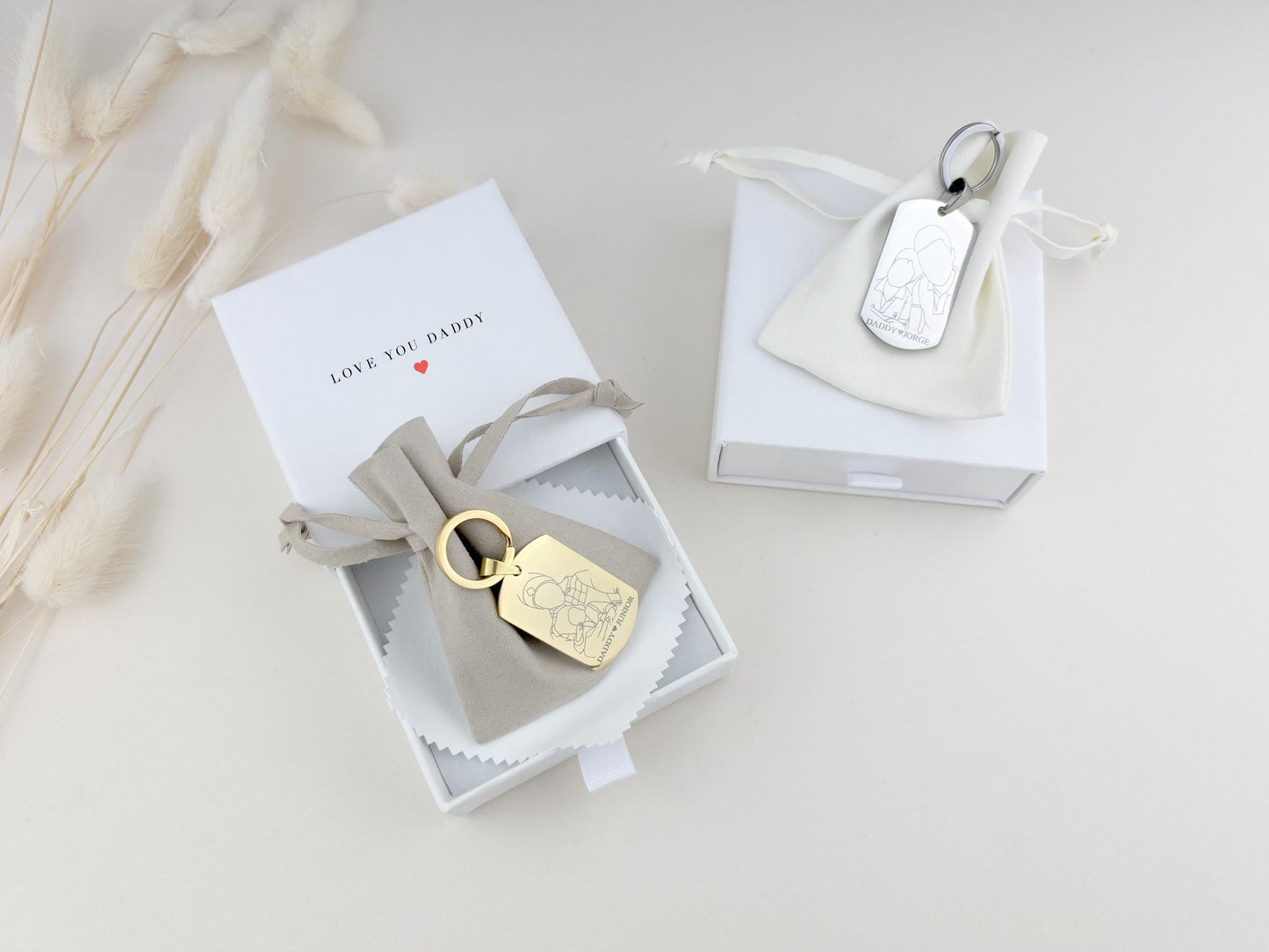 Custom Photo Outline Engraved Keychain – Personalized Daddy Gift