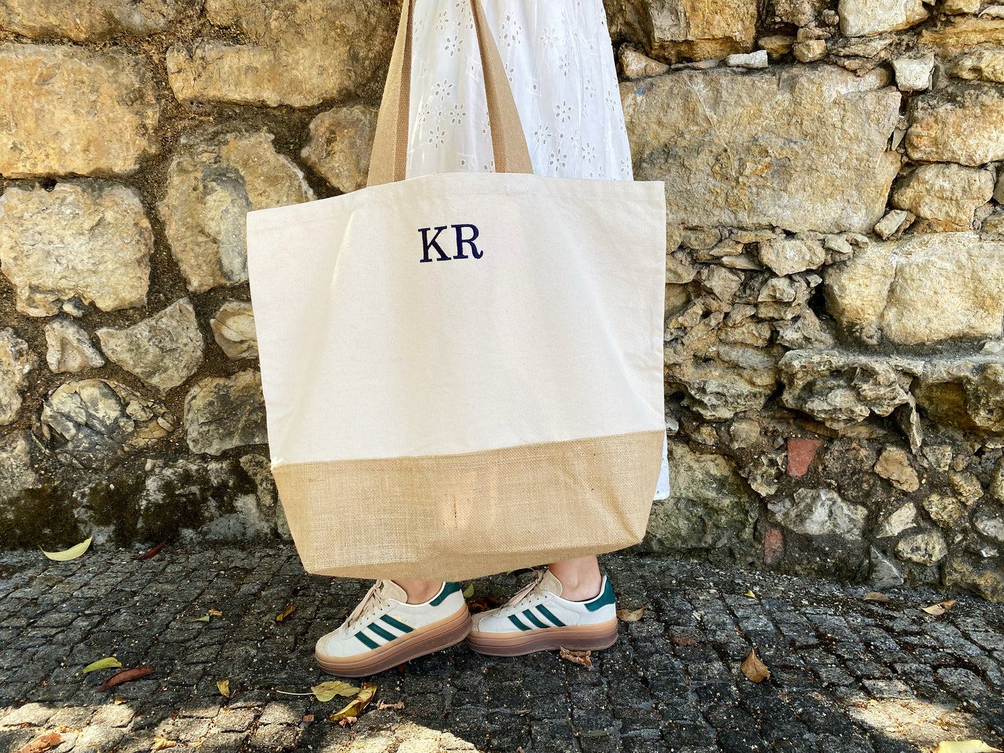 Embroidered Canvas Tote Bag: Personalized Burlap Beach Bag