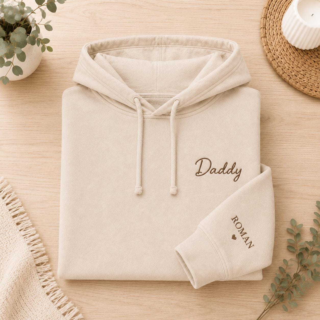 custom Embroidered Daddy Father Dad Sweatshirt hoodie , Father's Day Gift, New Dad Gift, Custom Kids Names on Sleeve