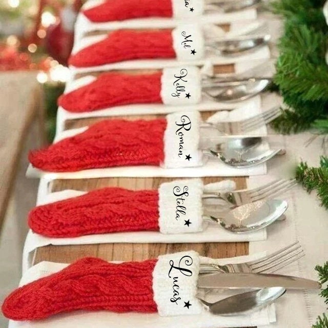Personalized Christmas Stocking Place Setting: Holiday Table Decor