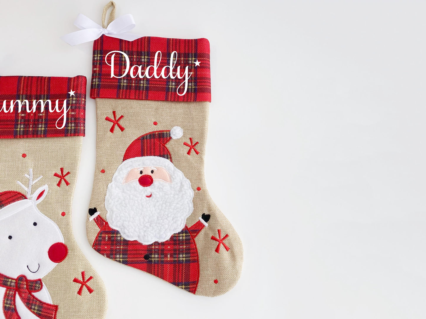 Personalized Christmas Stocking, Tartan & Burlap Stocking