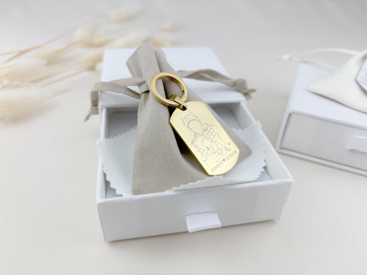 Custom Photo Outline Engraved Keychain – Personalized Daddy Gift