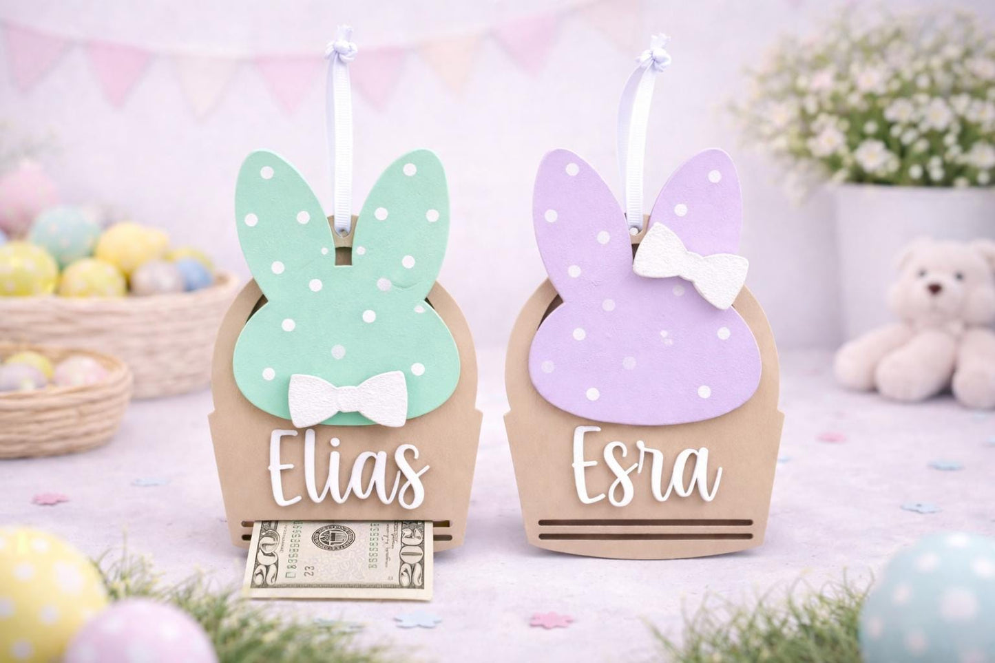 Personalized Easter Bunny Name Money Holders – Customizable with Name and Colors