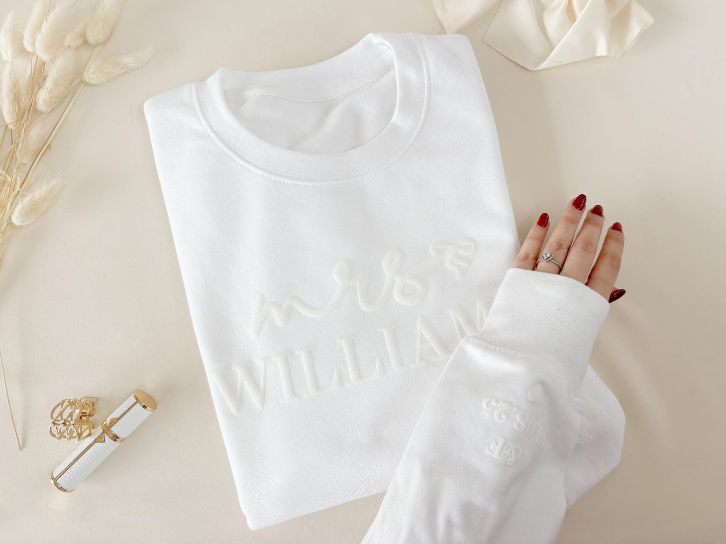 Custom Mrs. Embossed Sweatshirt: Bridal Shower Gift