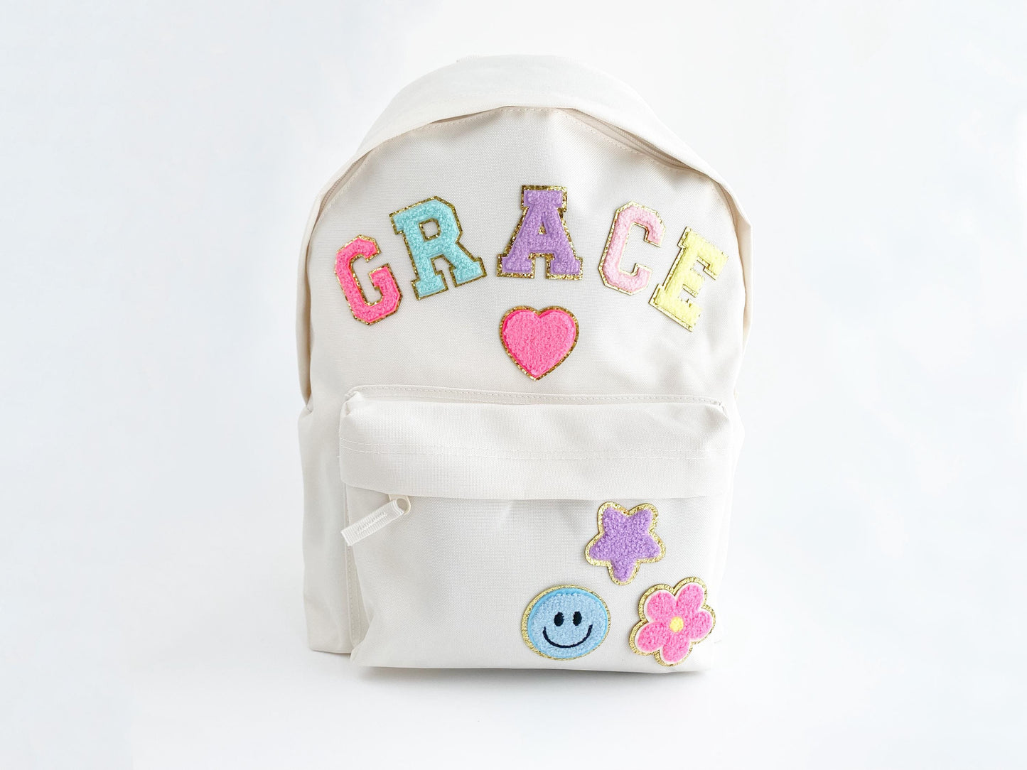 Custom Nylon Backpack: Chenille Letter Patches, Personalized Travel Bag