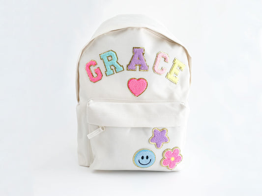 Custom Nylon Backpack: Chenille Letter Patches, Personalized Travel Bag
