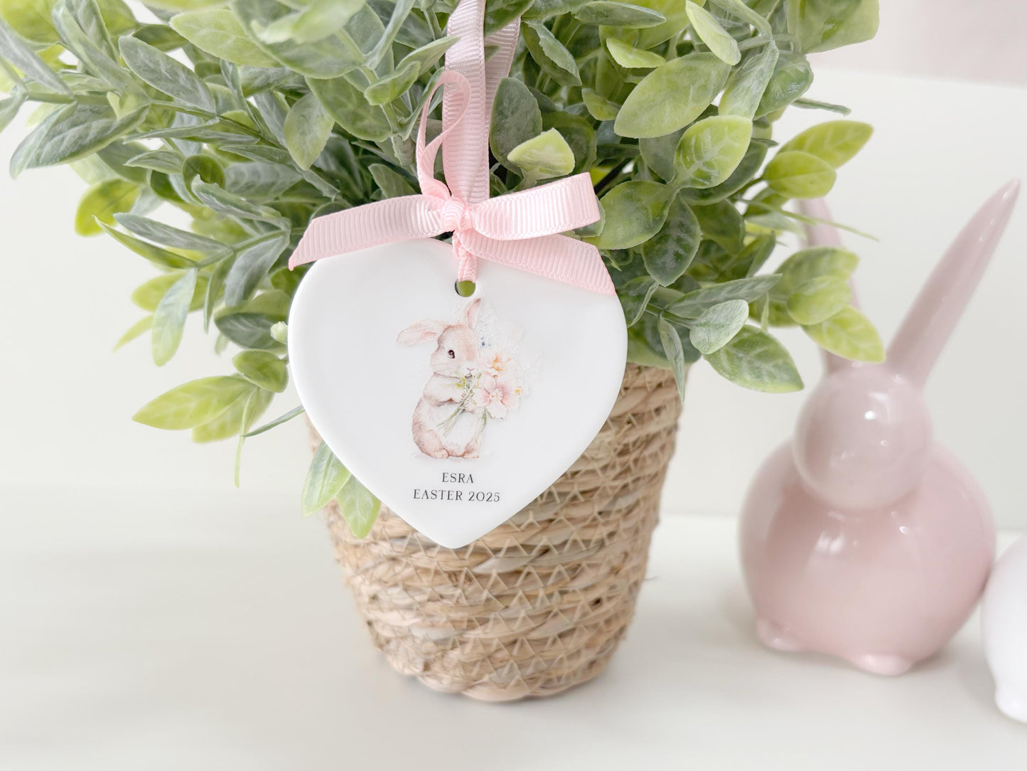 Personalized Ceramic Heart Easter Ornament: First Easter Gift