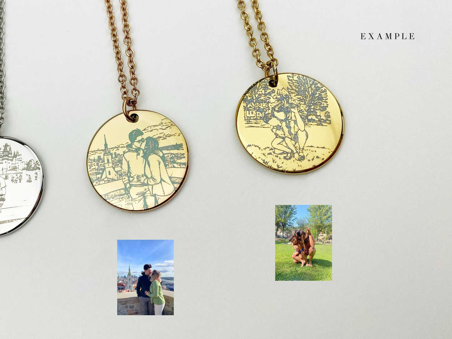 Custom Photo Disc Necklace, Engraved Locket, Personalized Anniversary Gift