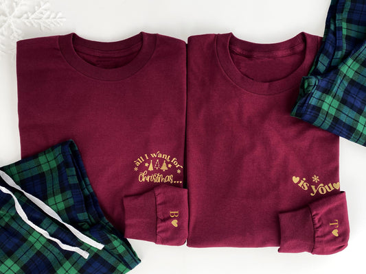 Couples Christmas Pyjamas: Matching Long Sleeve Tartan Set