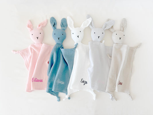 Personalized Baby Bunny Comforter: Muslin Easter Gift