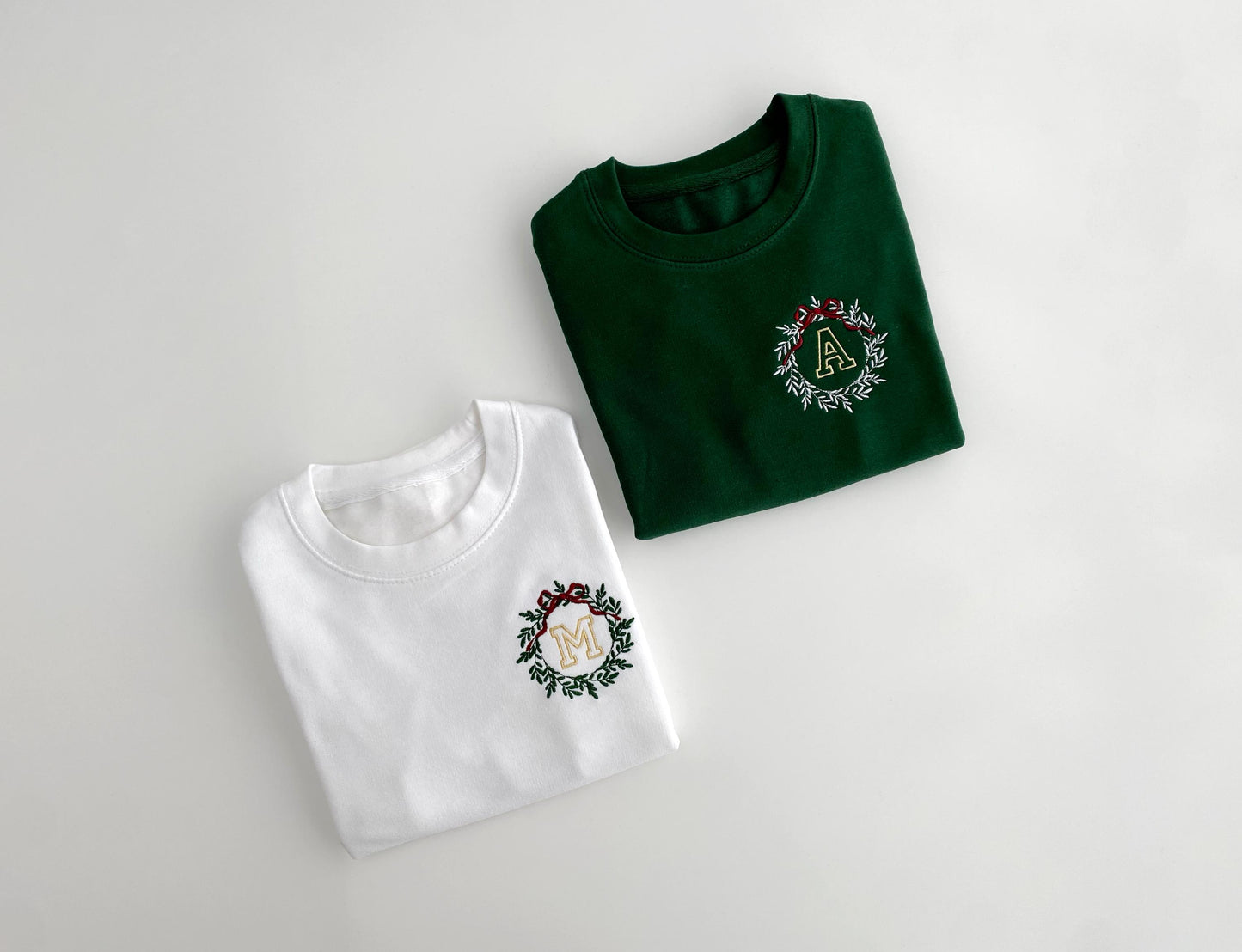 Embroidered Initial Christmas Sweatshirt - Kids Personalized Jumper