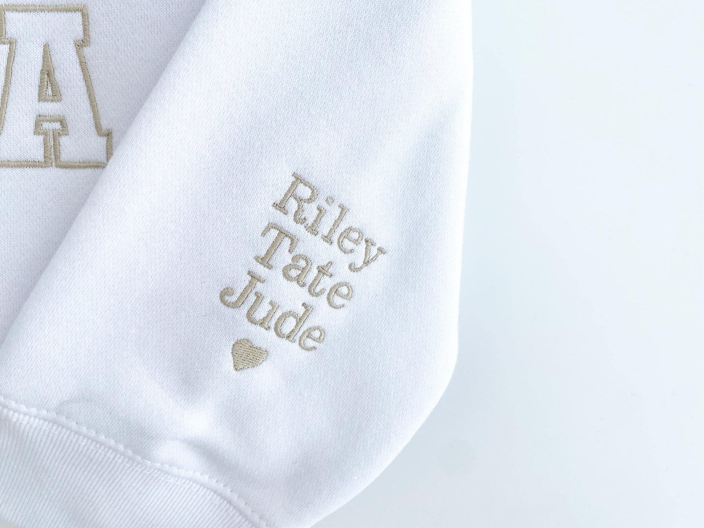 Personalized Mama Sweatshirt, Kid Names on Sleeve, Embroidered Hoodie