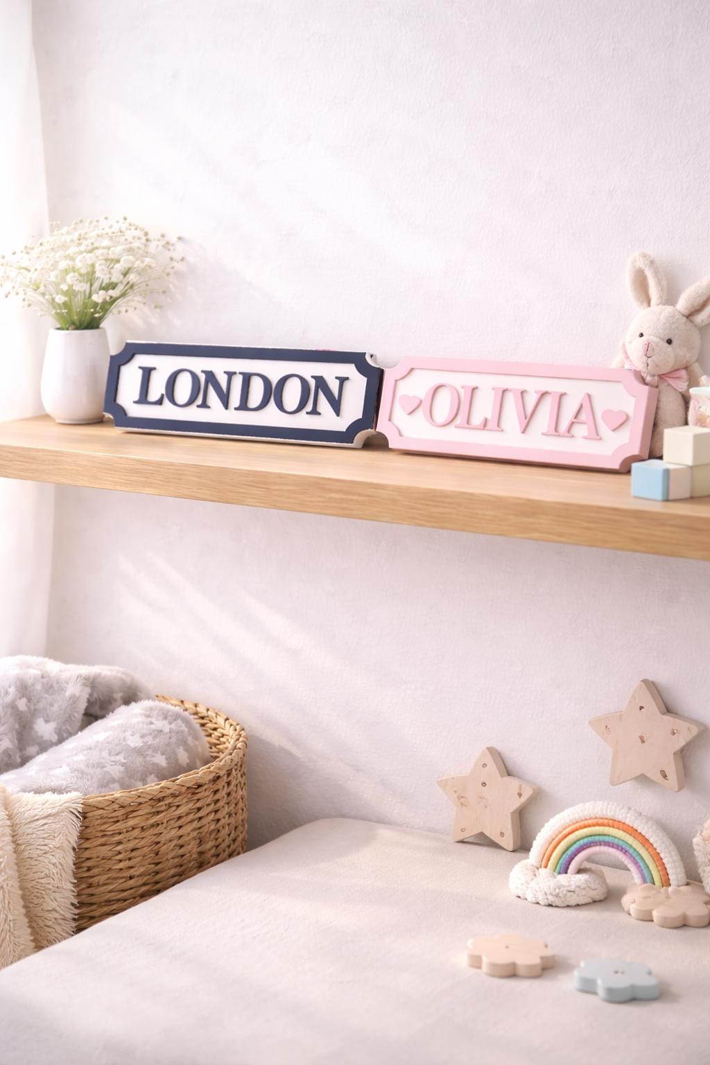 Personalized Nursery Name Sign, Wooden Baby Name Decor