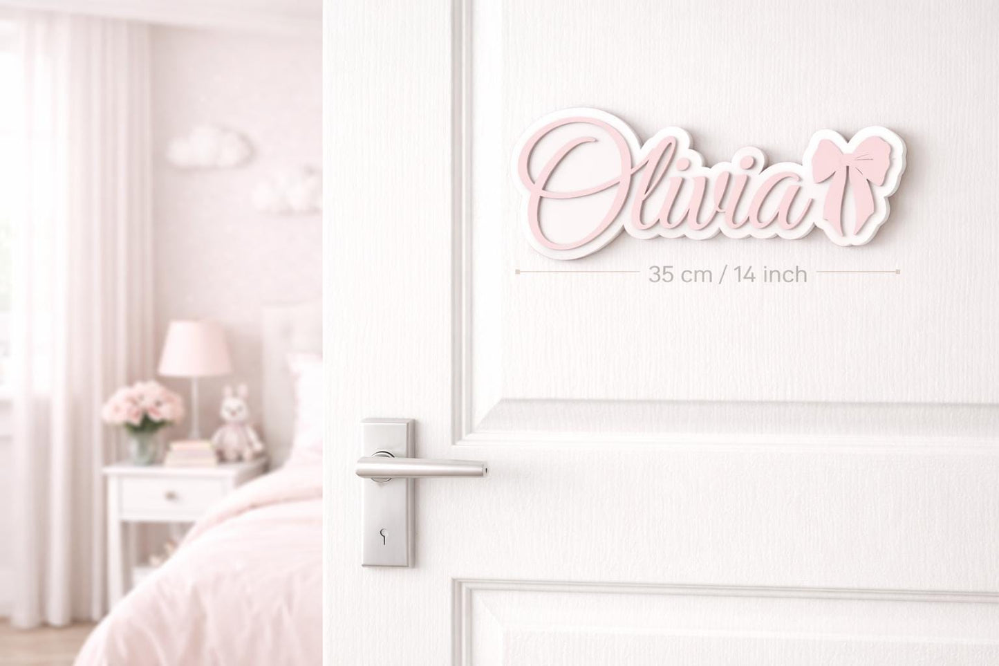 Personalized 3D Wooden Name Sign, Floral Nursery Decor, Baby Girl Room Plaque