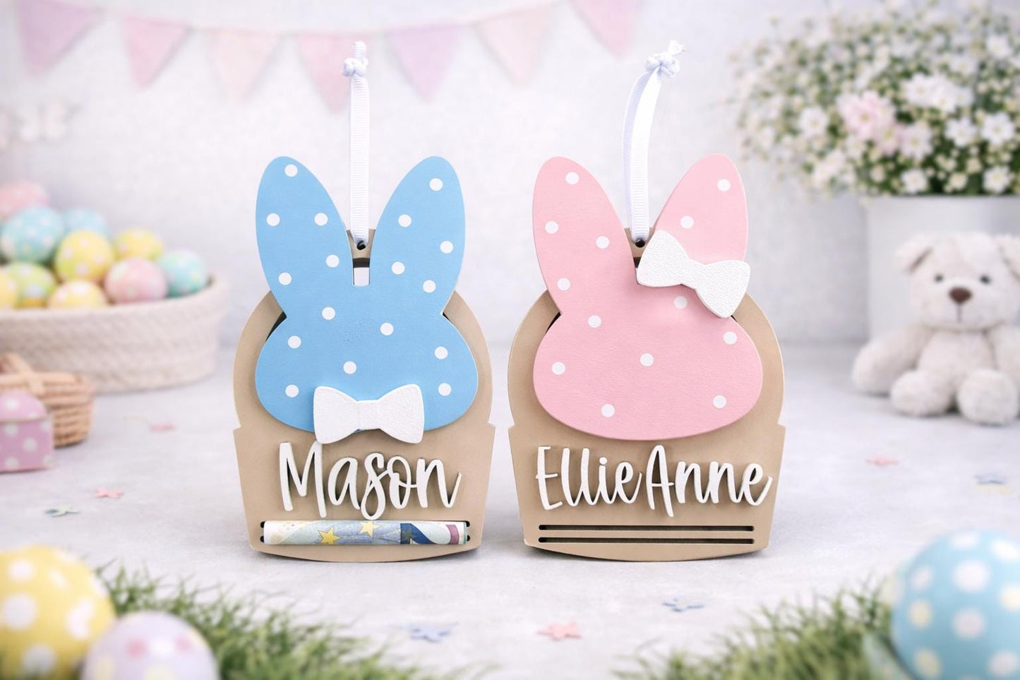 Personalized Easter Bunny Name Money Holders – Customizable with Name and Colors