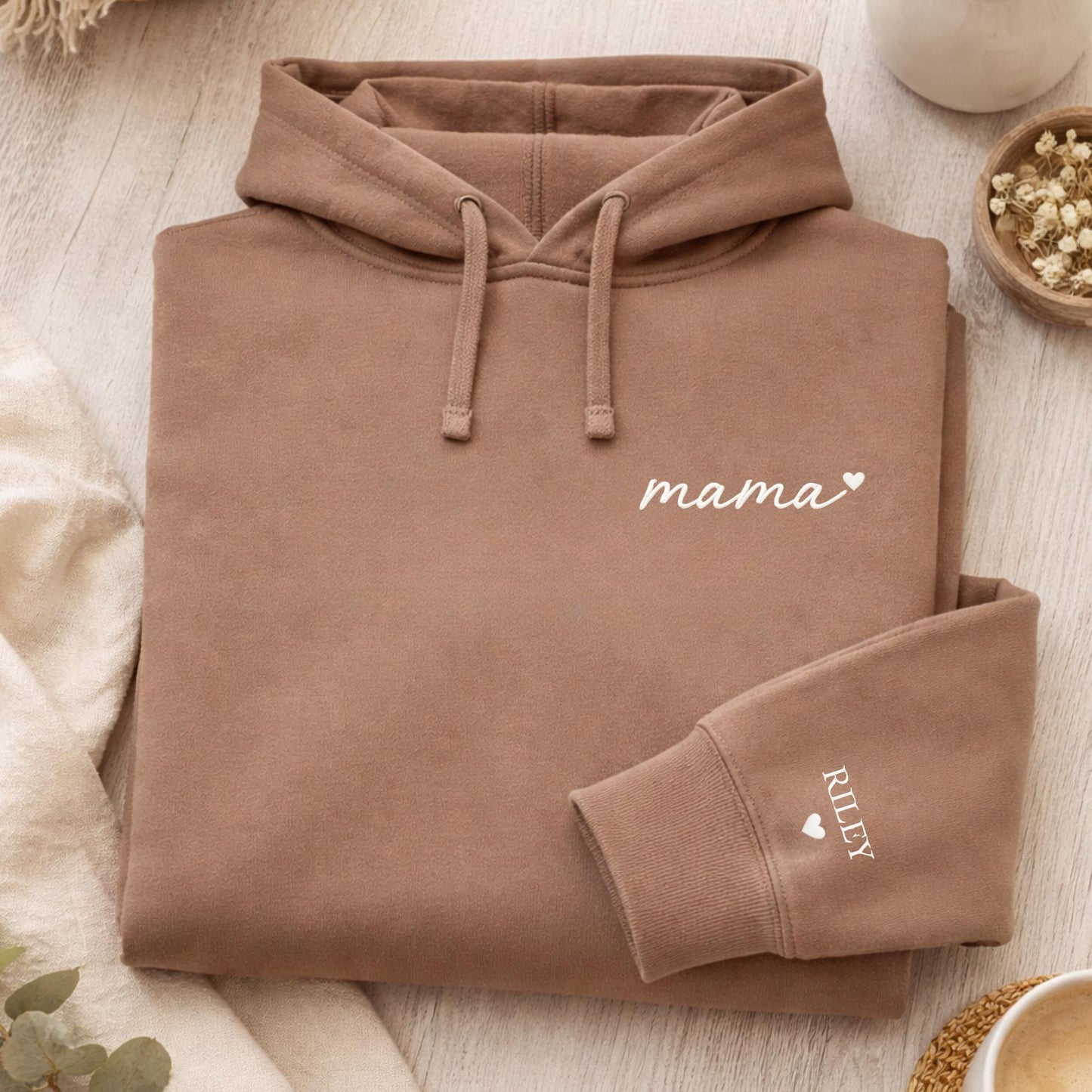 Embroidered Personalised Mama Sweatshirt, Mother's Day Gift, New Mum Gift, Wear my heart on sleeve, Custom Kids Names on Sleeve Jumper