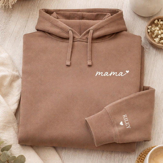 Embroidered Personalised Mama Sweatshirt, Mother's Day Gift, New Mum Gift, Wear my heart on sleeve, Custom Kids Names on Sleeve Jumper