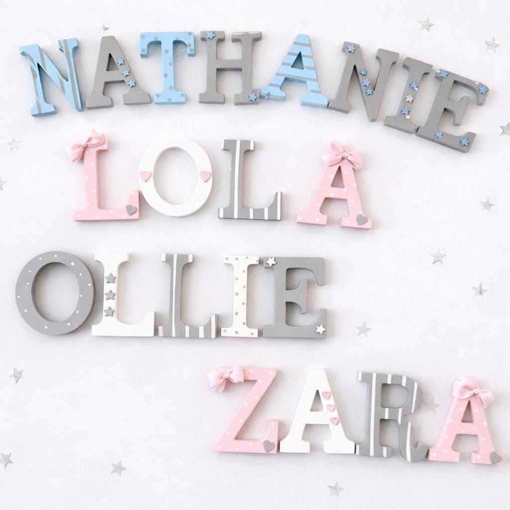 Painted Wooden Name Letters, Nursery Wall Decor
