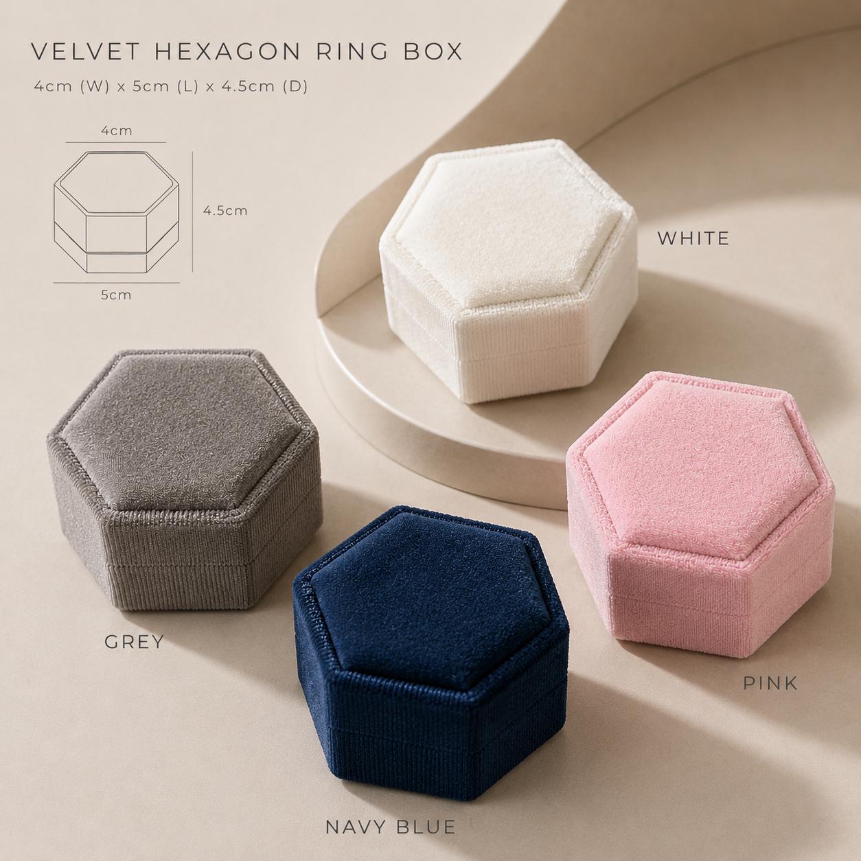 Wedding Ring Box with Custom Monogram | Bespoke Wedding Logo Service | Velvet Hexagon Band holder
