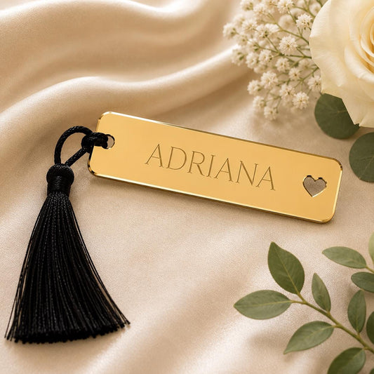 Personalised Gold Mirror Acrylic Place Cards: Engraved Wedding Name Tags, Bookmark Keepsake