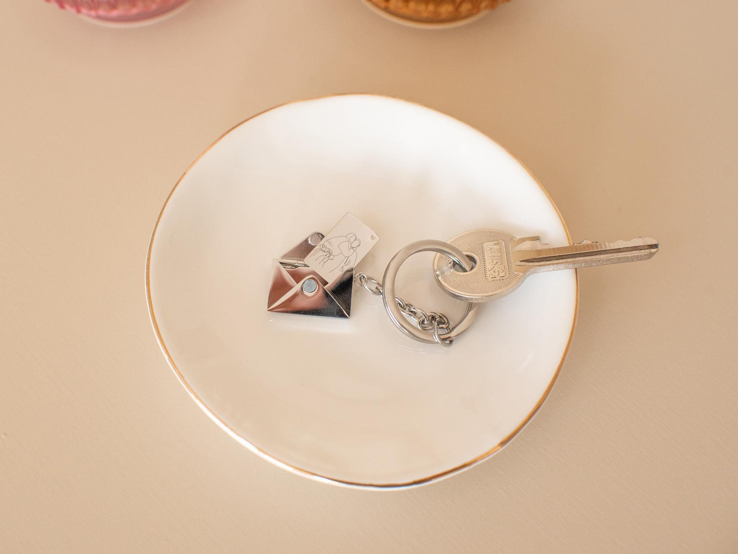 Personalized Envelope Keychain: Engraved Stainless Steel Love Letter