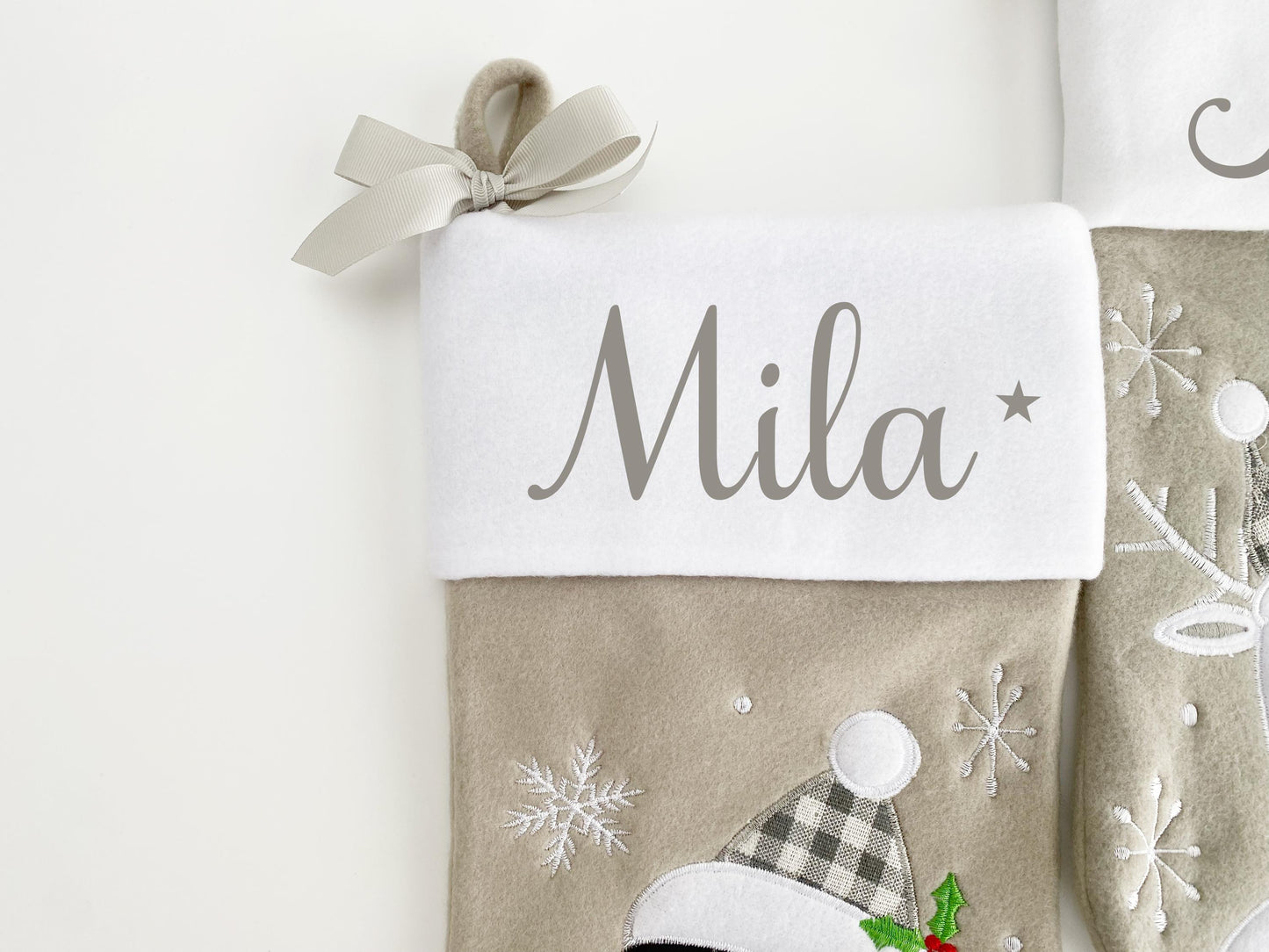 Personalized Plush Christmas Stocking: Santa, Reindeer, Snowman