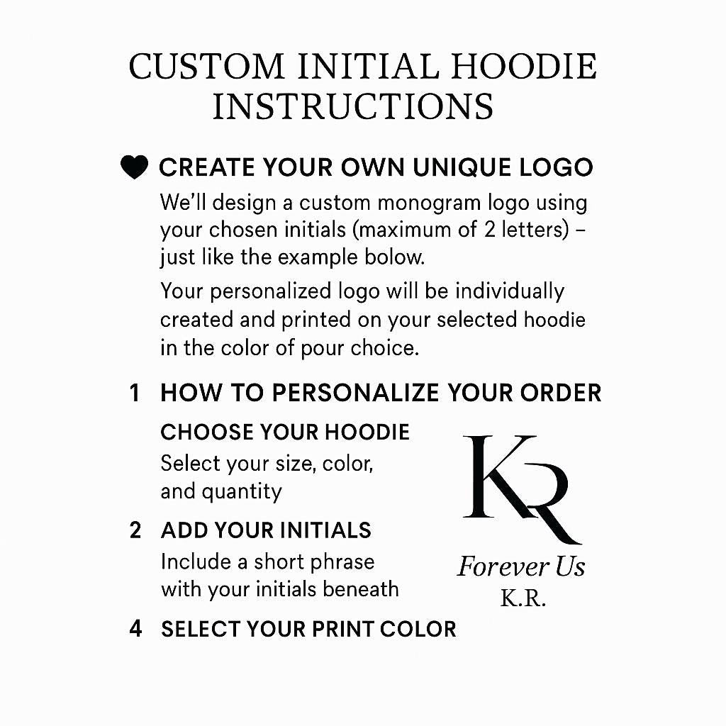 Matching sweatshirt for couples valentines gift, with initials and message on sleeve cuff