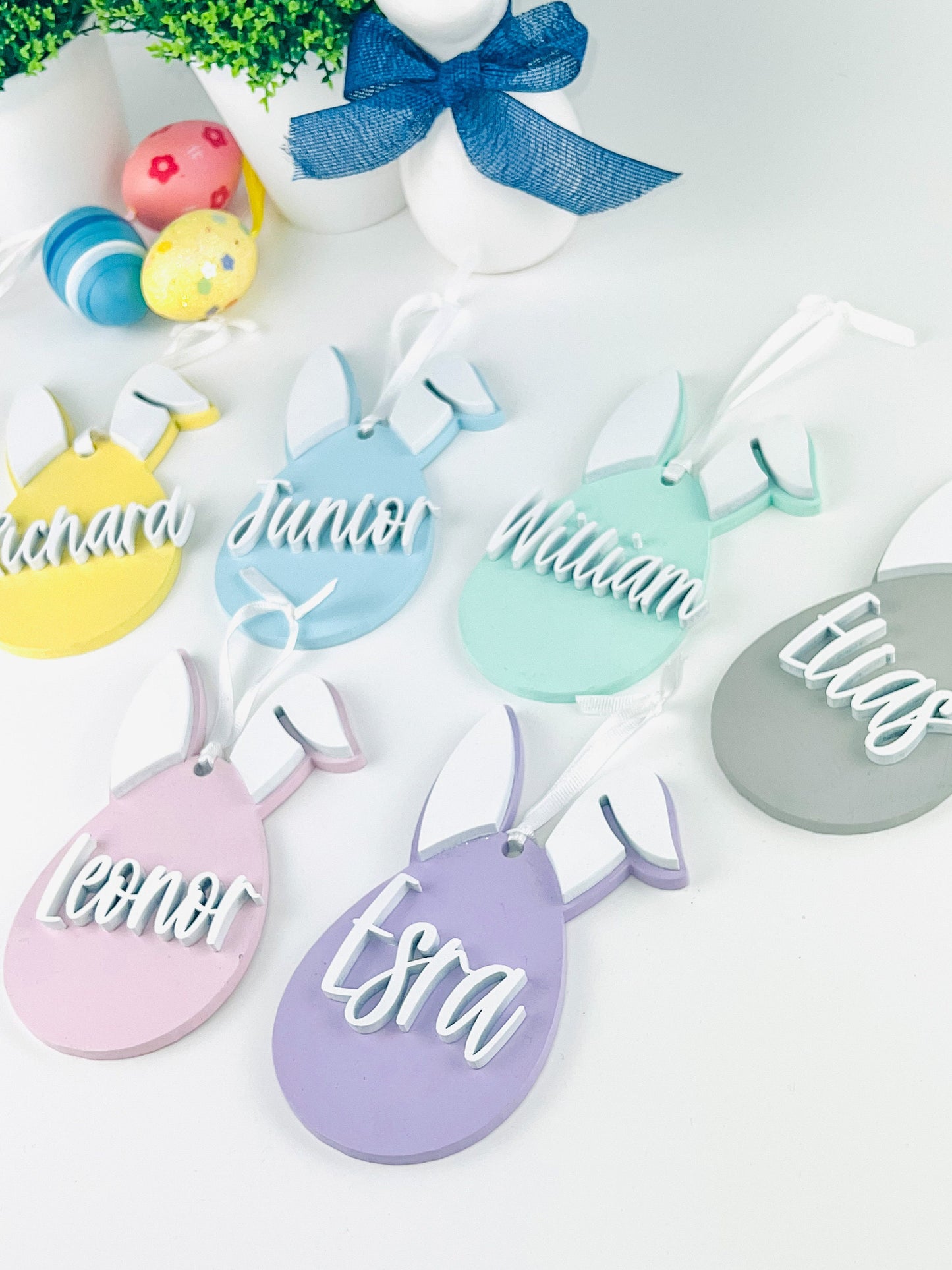Wooden easter name tag