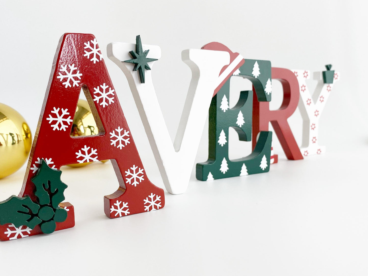Personalized Christmas Wooden Name Letters: Holiday Table Decor