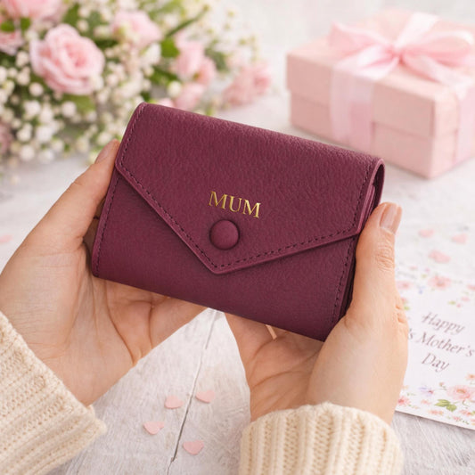 Monogram Leather Envelope Purse - Personalized Mothers Day Gift