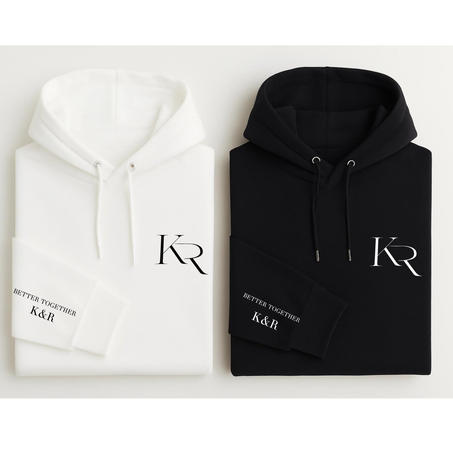 Custom Couple Hoodie: Joint Initials Monogram, Anniversary Gift