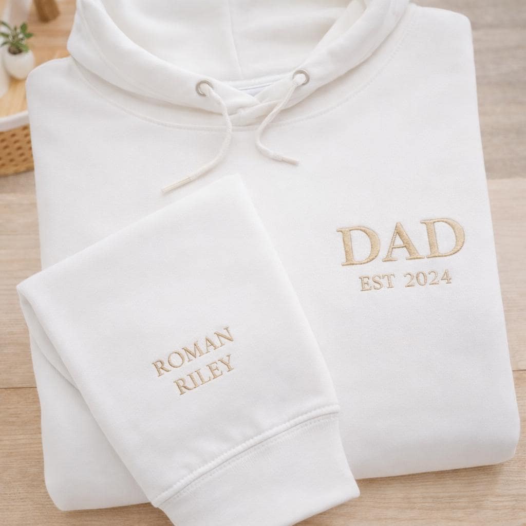 Dad Polo Shirt, Embroidered Custom Kids Names Sleeve, Father's Day Gift