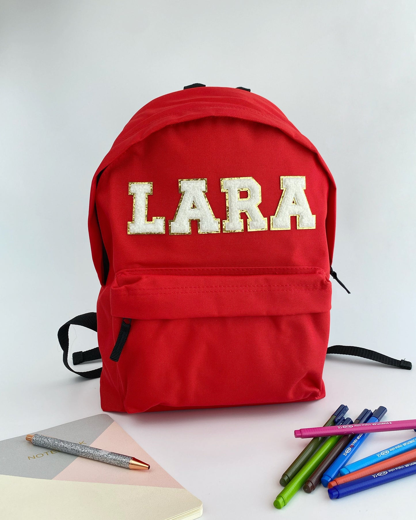 Custom Nylon Backpack: Chenille Letter Patches, Personalized Travel Bag