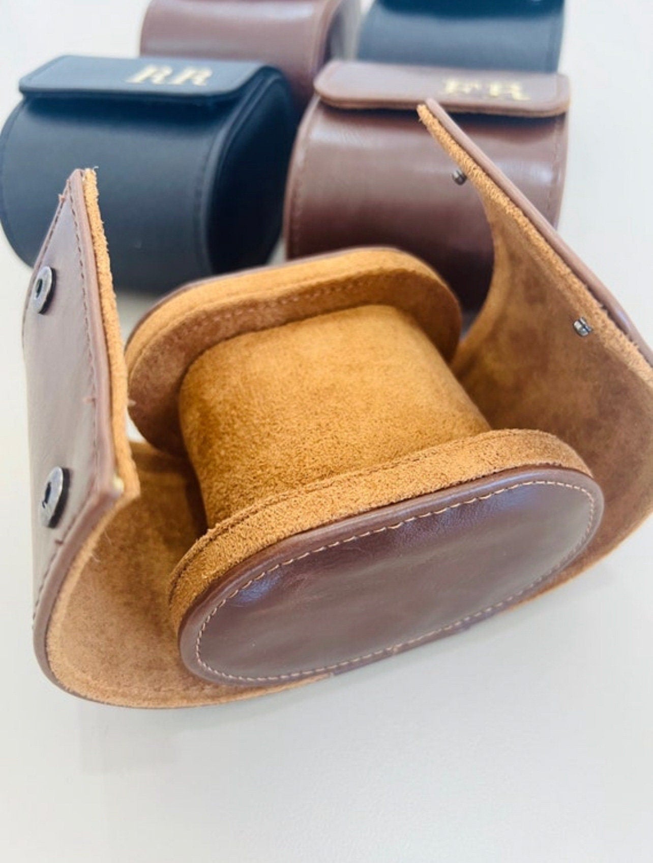 Personalized Faux Leather Men's Toiletry Bag & Watch Box Set
