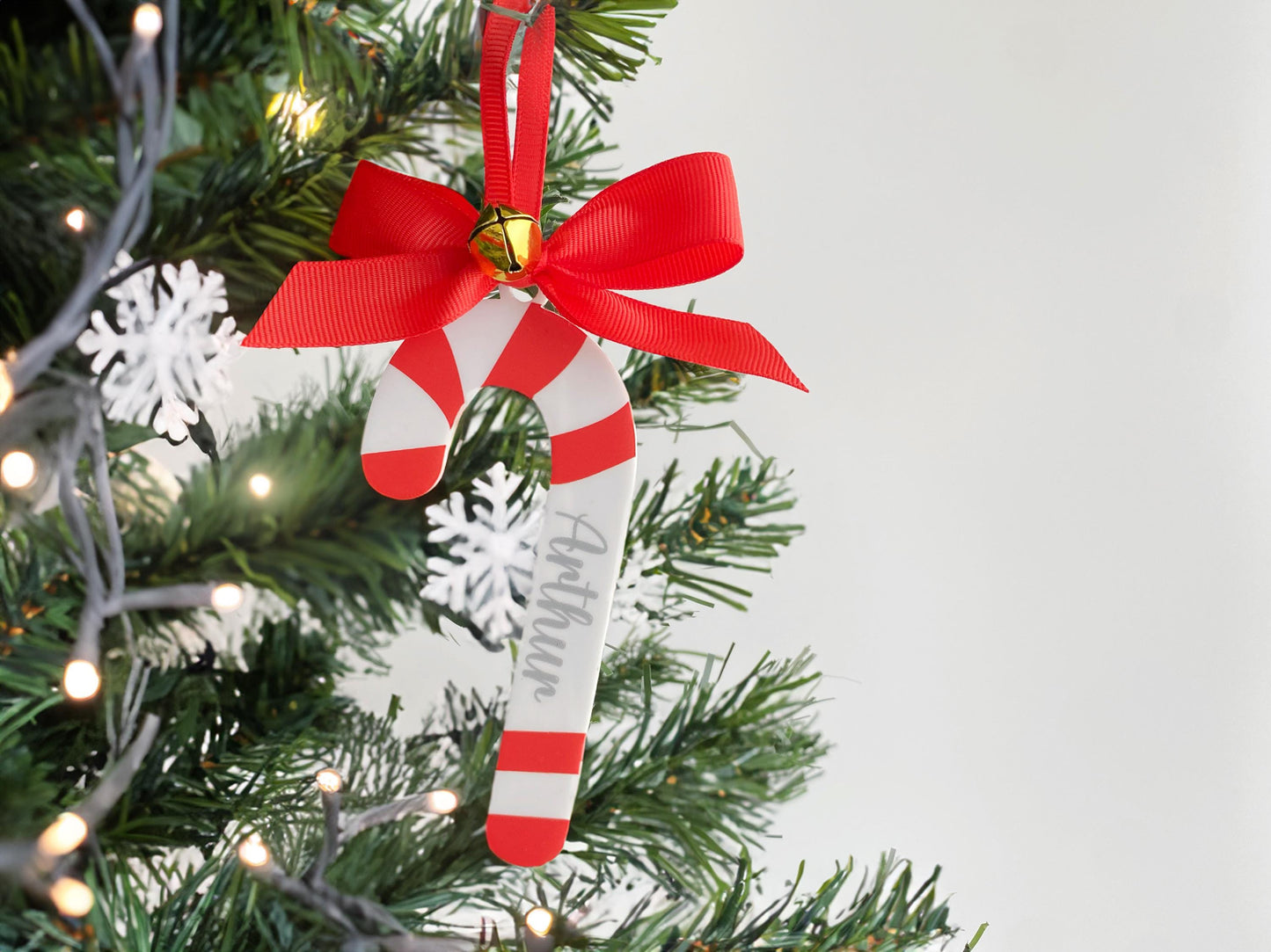 Personalized Candy Cane Christmas Ornament: Striped Acrylic Bauble