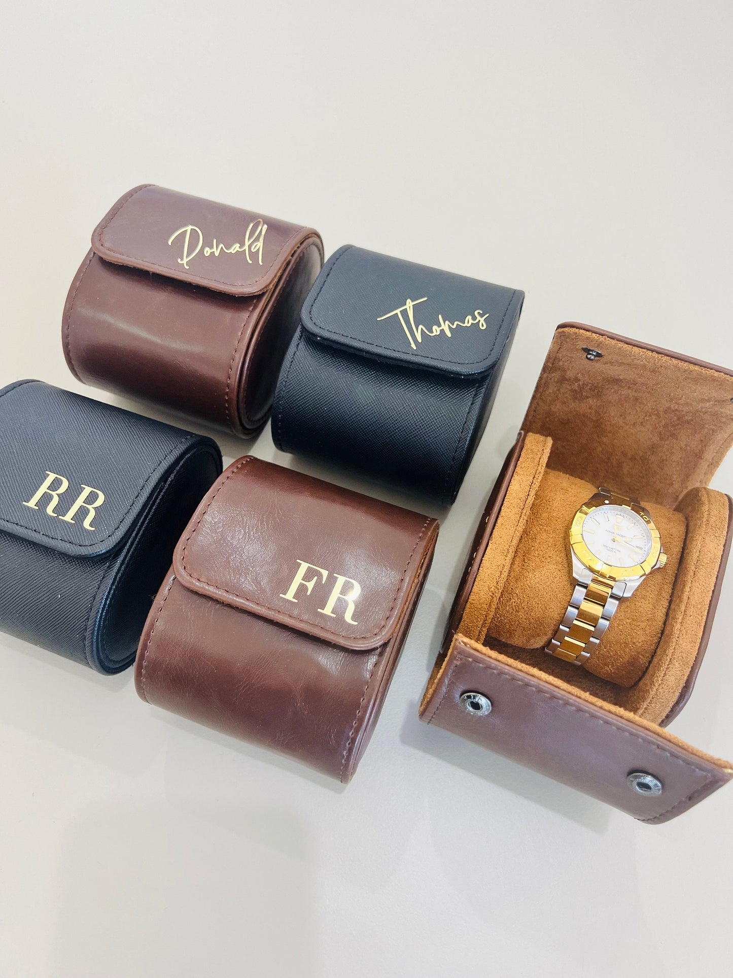 Personalized Leather Watch Box, Custom Father's Day Gift