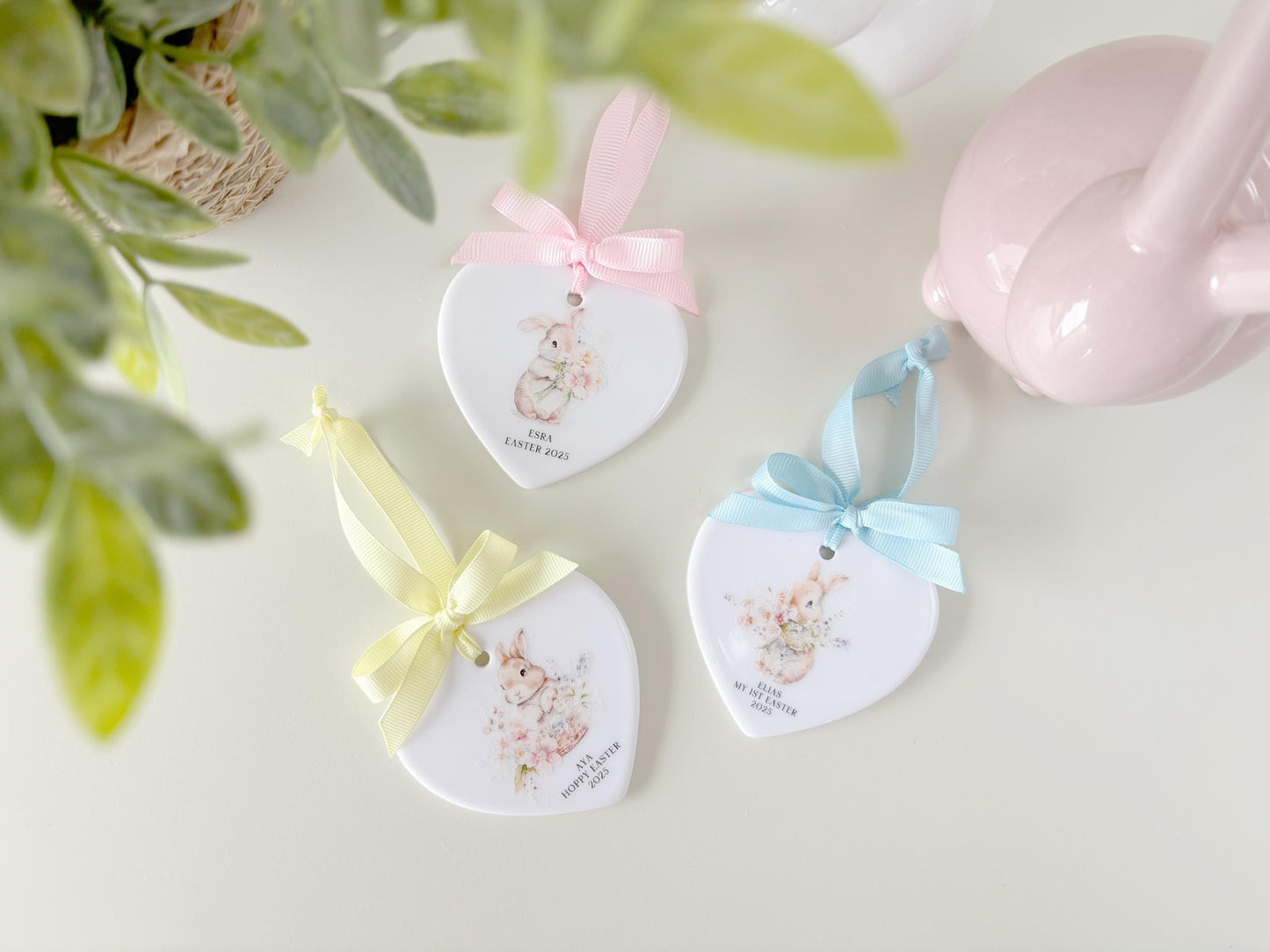Personalized Ceramic Heart Easter Ornament: First Easter Gift