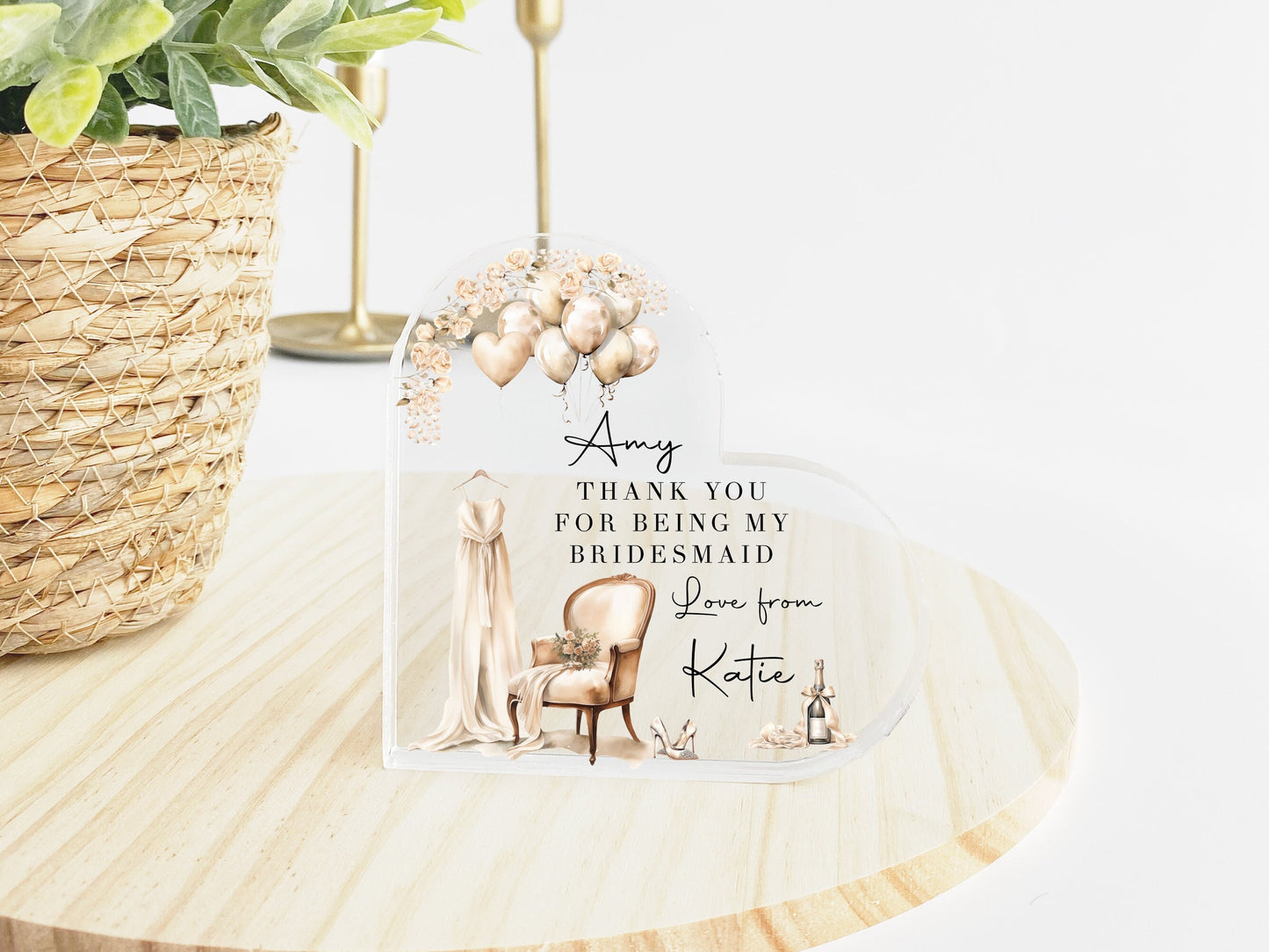 Personalized Bridesmaid Thank You Gift: Wedding Keepsake Block