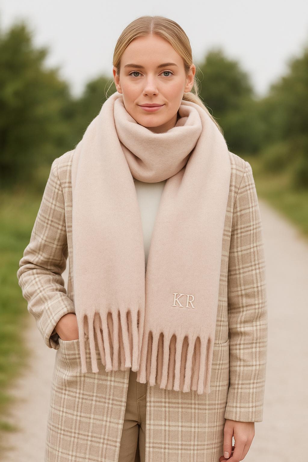 Personalized Oversized Fluffy Scarf – Embroidered Winter Accessory