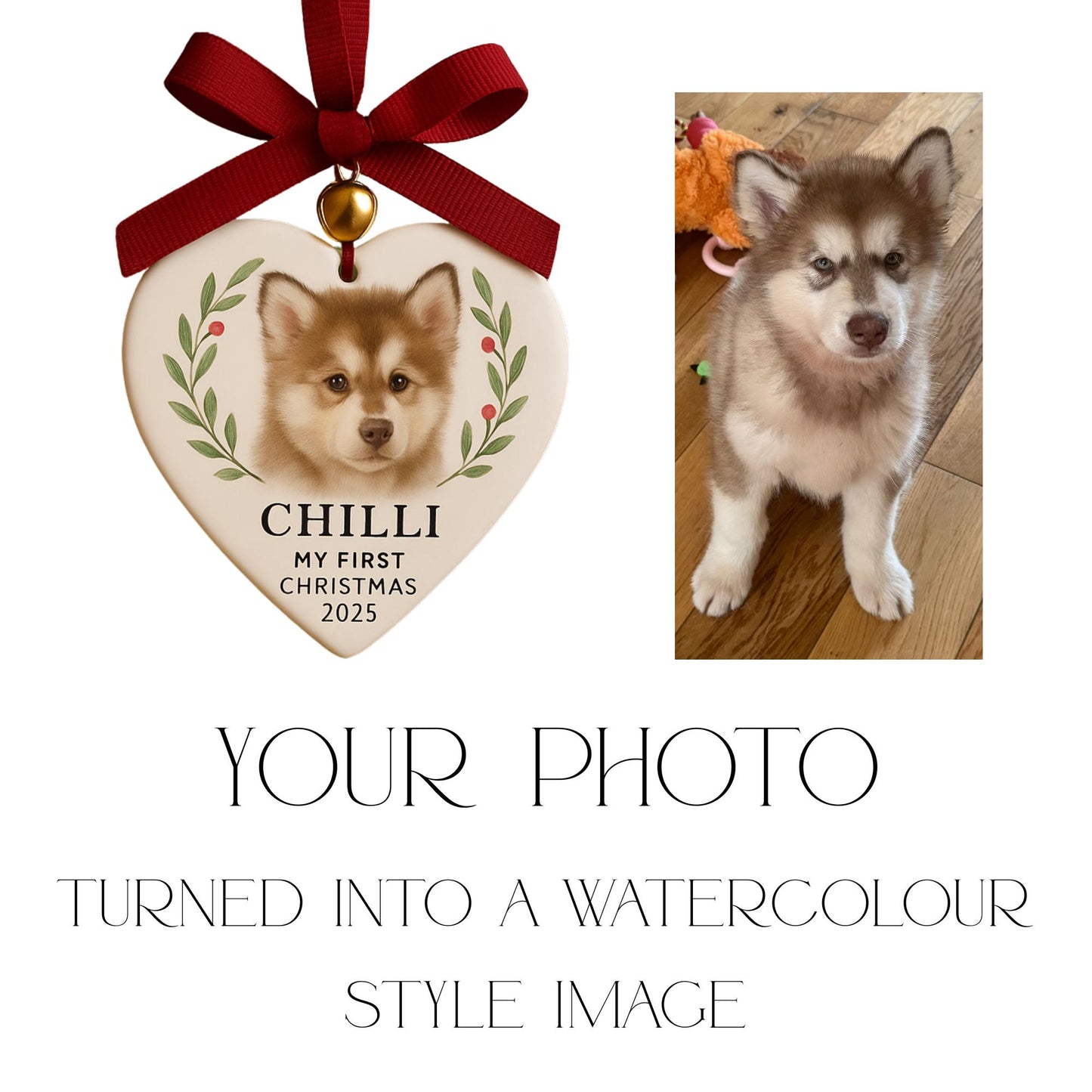 Personalized Pet Portrait Ornament | Custom Ceramic Christmas Keepsake
