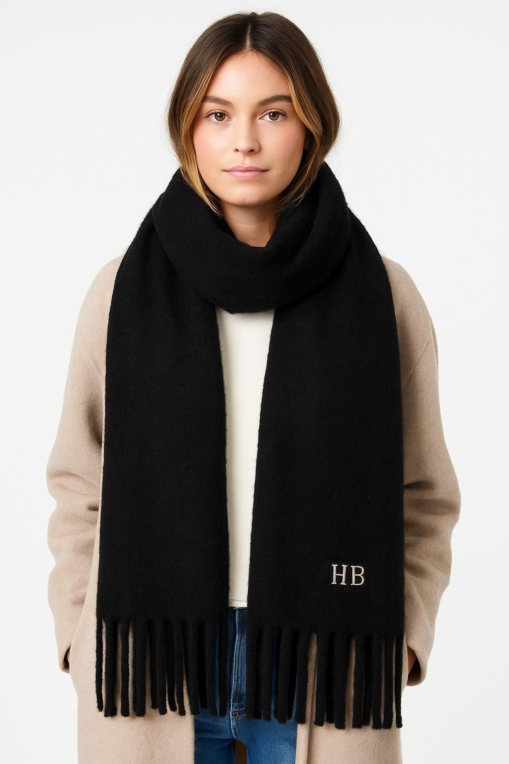 Personalized Oversized Fluffy Scarf – Embroidered Winter Accessory