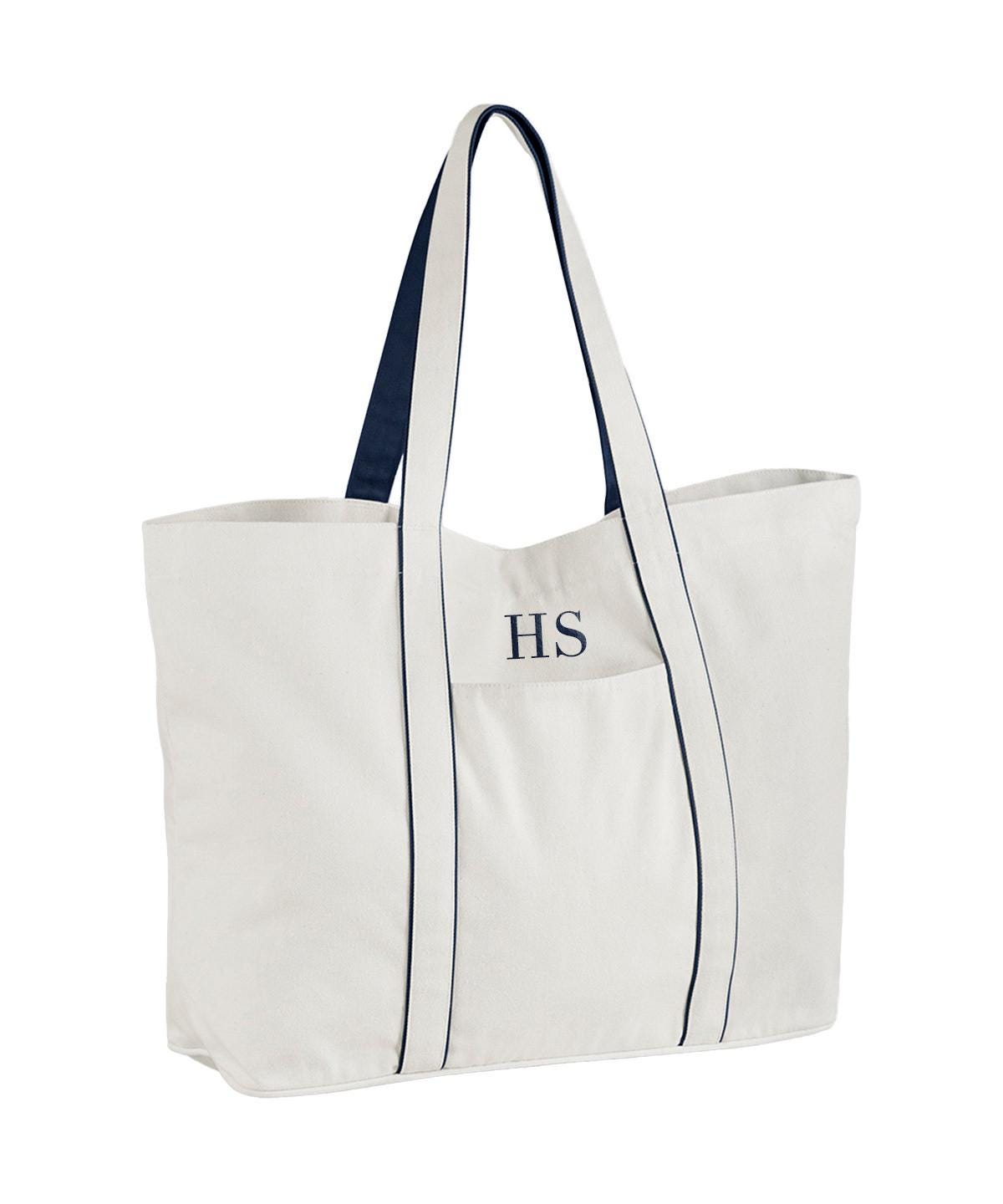 Embroidered Canvas Tote Bag: Personalized Initial Shopper